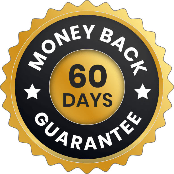 AlphaCur 60-day money-back guarantee badge for customer satisfaction